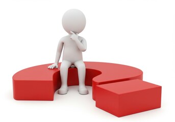3d figure pondering on red puzzle piece decision making strategy business concept