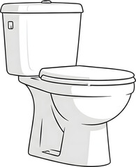 A clean white ceramic toilet for a bathroom or restroom. Modern plumbing fixture and sanitation equipment illustration isolated on a background.