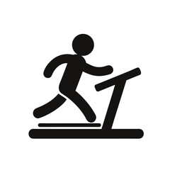 silhouette of a man running on a treadmill, running man on a treadmill symbol icon silhouette with white background
