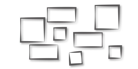 Vector illustration of a wooden frame and icons. Vertical rectangle frame, black exterior frame overlaid with white frame on white background. Vector stock illustration.