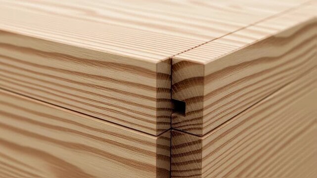Closeup view of a tongue and groove joint connecting edges of mass timber panels emphasizing seamless integration and wood grain harmony.