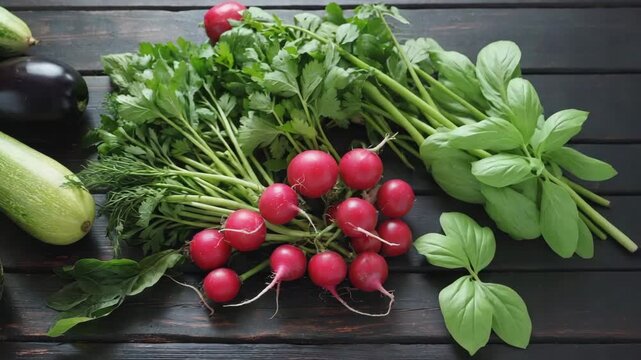 Frisches Gem&uuml;se auf Holztisch