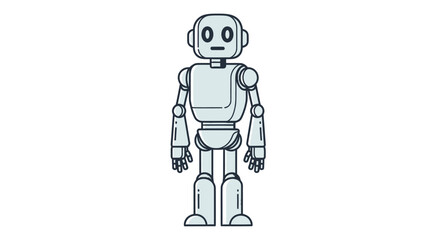 Simple Line Drawing of a Retro Robot.