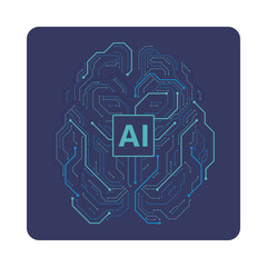 Abstract ai brain illustration with circuit board elements
