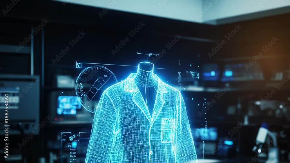 Aufkleber futuristic lab showing hologram of lab coat representing advancements in science