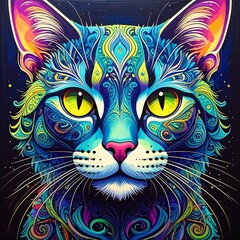 Vibrant stylized cat portrait