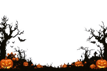 2d spooky halloween frame, with transparent background
