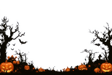 2d spooky halloween frame, with transparent background