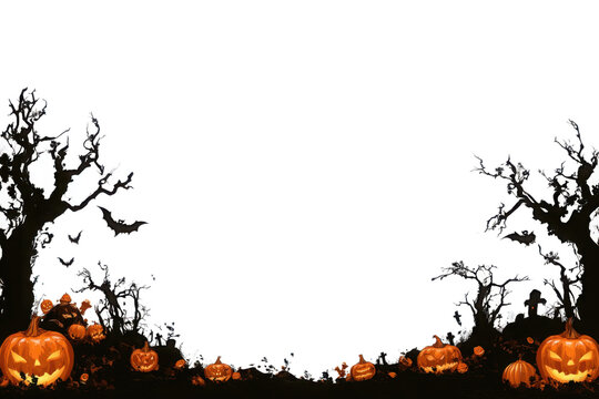 2d spooky halloween frame, with transparent background
