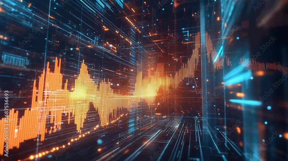 Aufkleber digital data visualization with futuristic graphs