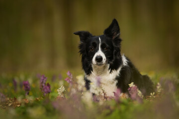 Spring portrait of dog in nature. He is so cute in the nature. He has so lovely face	
