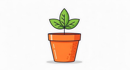 Obraz premium Plant in Pot with Growth, Spring, and Minimalist.