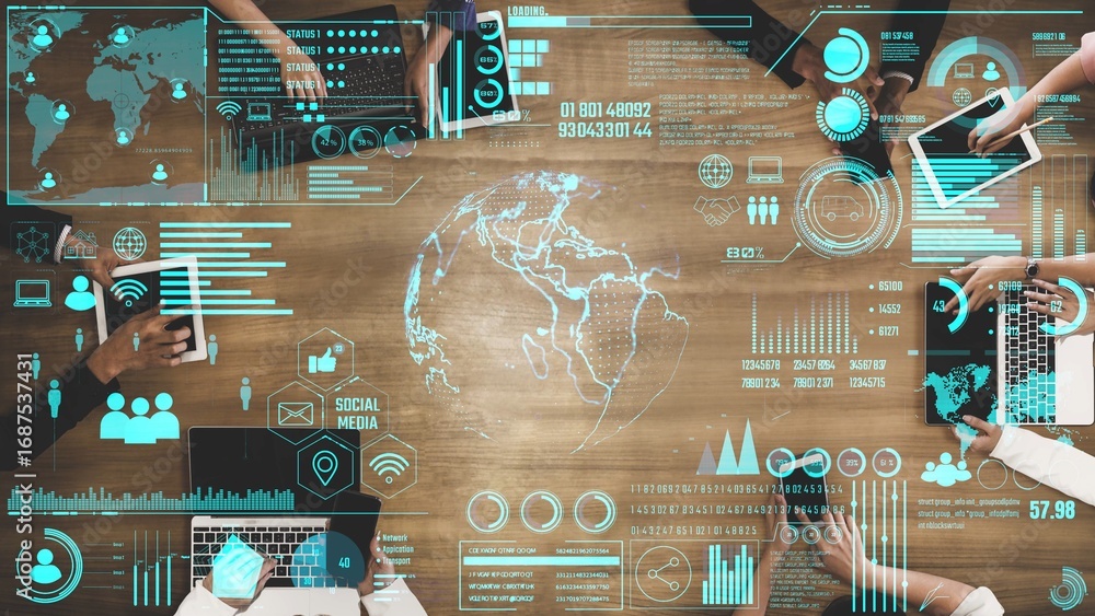 Aufkleber data center monitoring dashboard visualize network performance, connection status, usage rate, and t