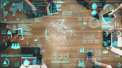 Data center monitoring dashboard visualize network performance, connection status, usage rate, and...