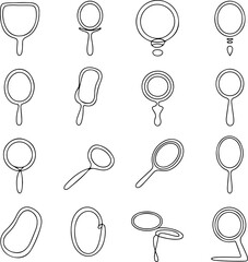 Collection of Handheld Mirror Outline Icons for Design and Creative Projects