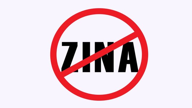 Sign prohibiting zina with a red circle, suitable for islamicrelated projects, educational material, religious publications, and cultural diversity concepts.
