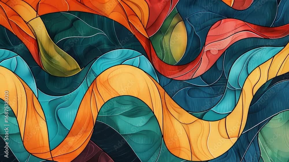 Poster a vibrant and dynamic wave pattern with bright colors
