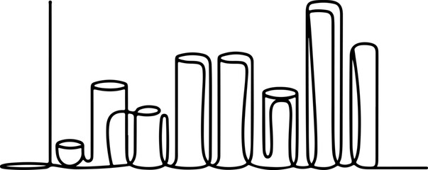 Abstract continuous line art illustration depicting dynamic bar chart element
