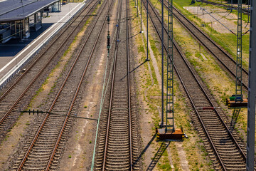 Geometry in steel: tracks of Heilbronn station bask quietly under the noon sun.
