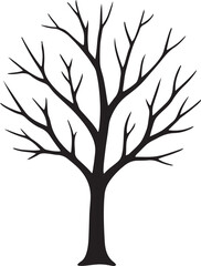 Obraz premium Leafless winter tree silhouette vector design for seasonal themes, nature art, forest, and landscape.