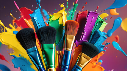 Background with colorful paint strokes	