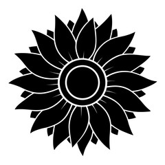 Solid black silhouette of a sunflower flower