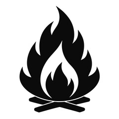 Solid black silhouette of a campfire