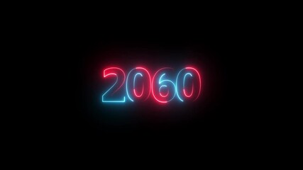  glowing neon number 2060 animation .  Concept of happy new year festival, new life, growth of business, investment, finance, innovation. 
