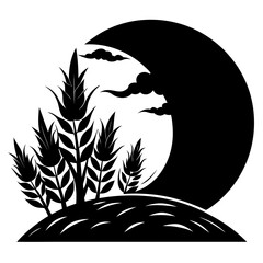 Silhouette of a harvest moon with a solid black fill