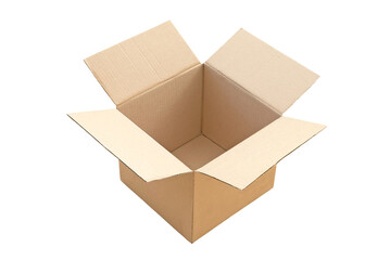 Beige open corrugated cardboard box