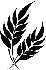 Black wheat ears vector illustration, grain harvest symbol, agriculture and farming