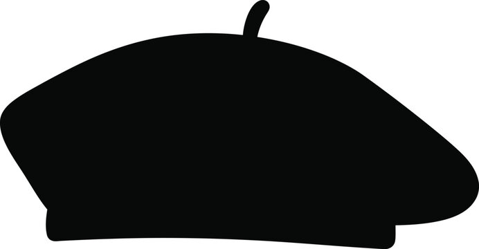 a black beret hat silhouette on white background
