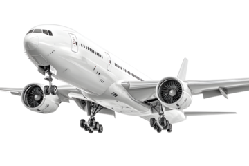Flight airplane white color isolated on transparent ackground