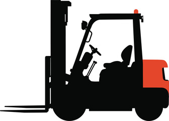 a black silhouette of an industrial forklift truck