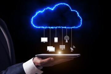 human head with cloud computing concept