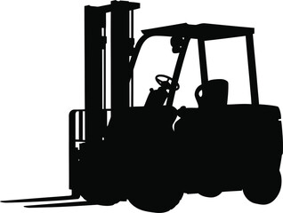 a silhouette of an industrial forklift truck parked