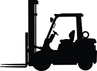 a forklift silhouette standing idle with raised forks