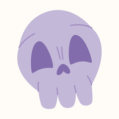 Cute Halloween skulls, colorful cartoon skeleton heads, flat design