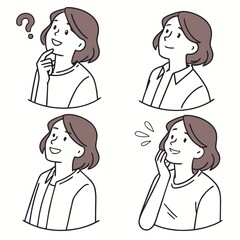 vector illustration of a woman with a set of different hair