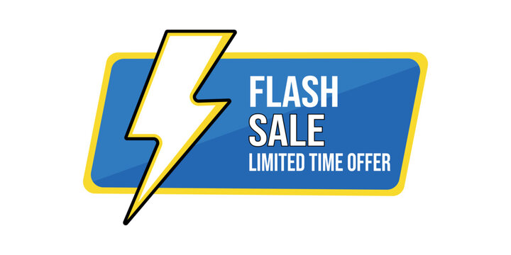 Dynamic Flash Sale Promotion Badge with Lightning Bolt Symbol for Limited Time Offer