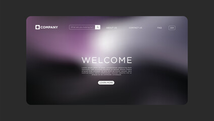 Modern website welcome screen with search bar and navigation for professional business