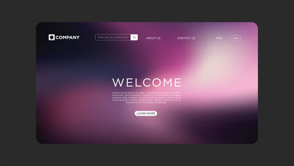 Modern website landing page design with welcome message and call to action button