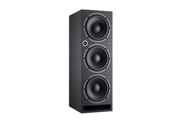 Dark Grey Three- Way Floorstanding Speaker with Silver Ring Detail audio sound isolated on a transparent background