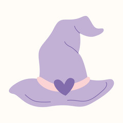 Halloween witch hat, spooky magic wizard caps, flat cartoon style.