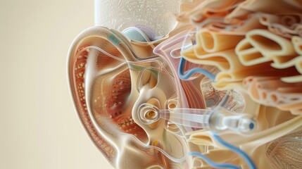 Blue wedding gift decoration and macro light of human brain anatomy