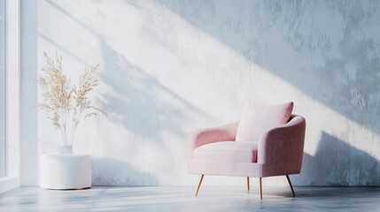 Pink armchair in light interior