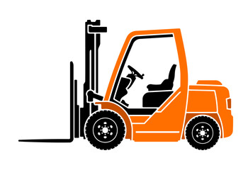 orange and black forklift icon without background