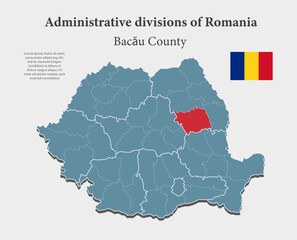 Fototapeta premium Vector map of Romania - Bacau County