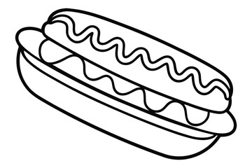 Realistic Hot Dog Vector – Grilled Sausage with Mustard & Ketchup in Fresh Bun, Isolated Illustration