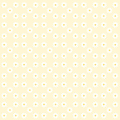 Minimal seamless floral pattern featuring white daisy flowers with yellow centers on a soft cream background, ideal for textile design, wallpaper, and stationery.